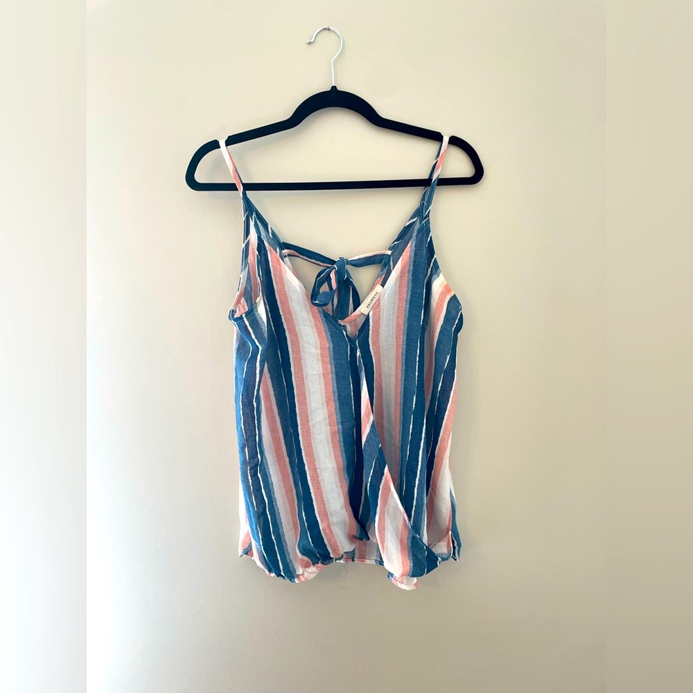Promesa Blue Coral & White Striped Tank Medium